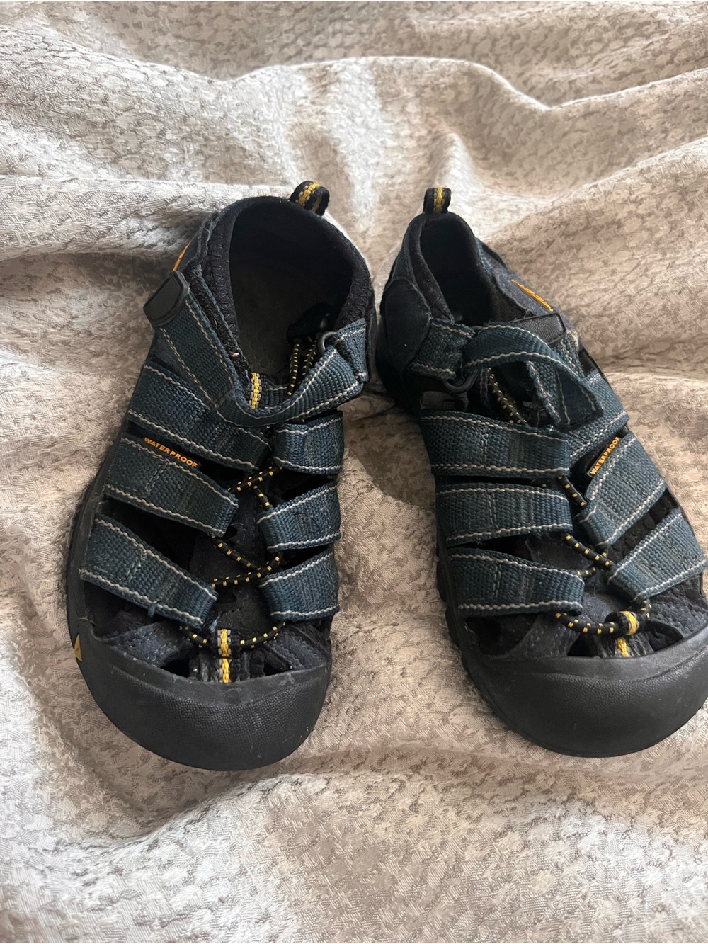 Keen Kids Black Sandals with Yellow Outsoles